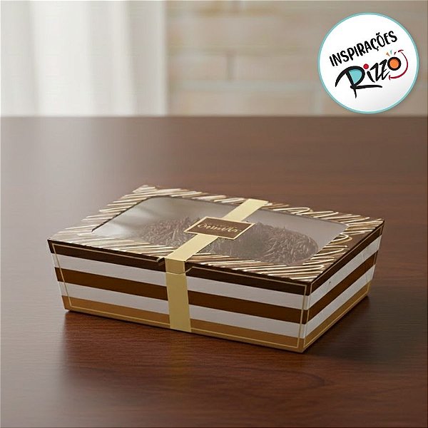 Caixa Practice para Meio Ovo de 350g com Colher - Tons de Chocolate - 6 unidades - Cromus - Rizzo