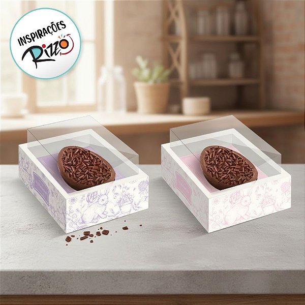 Caixa New Moldura para Meio Ovo de 350g - Clássico Francês Lilás e Rosa - 6 unidades - Cromus - Rizzo