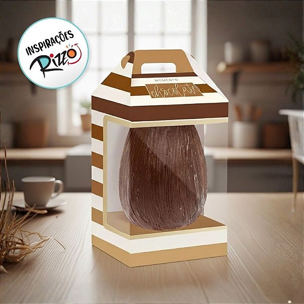 Caixa New Maleta para Ovo de 250g com Visor - Tons de Chocolate - 6 unidades - Cromus - Rizzo