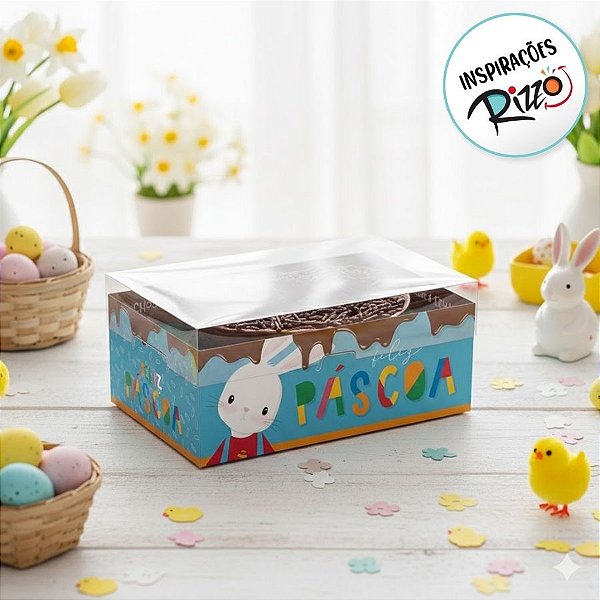 Caixa New Practice para Meio Ovo de 500g com Regulagem de Altura e Colher - Brilho de Páscoa - 6 unidades - Cromus - Riz