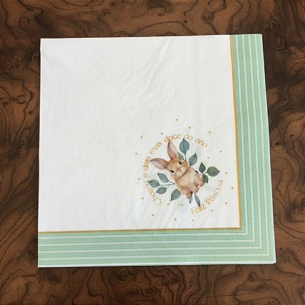 Guardanapo de Páscoa - Coelho Feliz Páscoa - 33x33cm - 20 unidades - Cromus - Rizzo