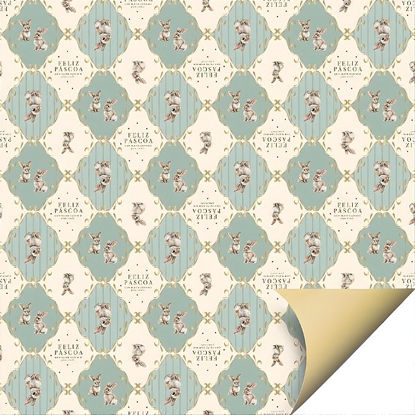 Folha para Ovos de Páscoa Double Face - Classique Bunny Verde - 69x89cm - 5 unidades - Cromus - Rizzo