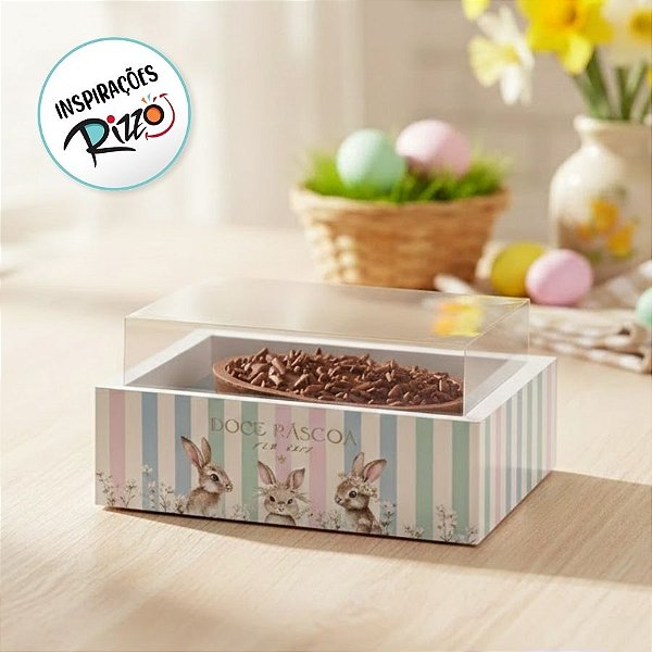 Caixa New Moldura para Meio Ovo 350g com Visor - Doce Páscoa - 6 unidades - Cromus - Rizzo