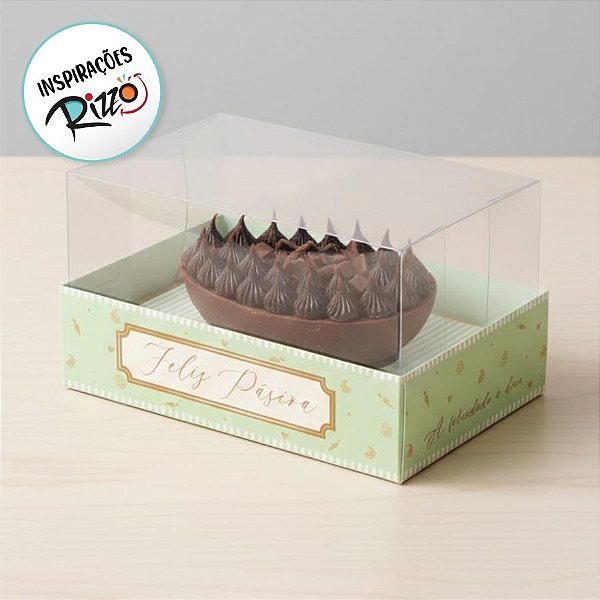 Caixa para Meio Ovo 500g de Páscoa - Horizonte - Quinn Verde - 6 unidades - Cromus - Rizzo