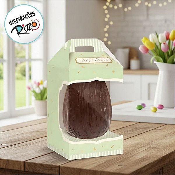 Caixa New Maleta para Ovo de 350g Com Visor - Quinn Verde - 6 unidades - Cromus - Rizzo