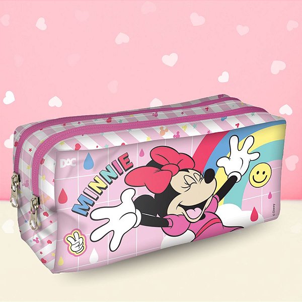 Estojo Duplo com Zíper - Minnie Mouse - 19x8cm - Disney Original - 1 unidade - Rizzo