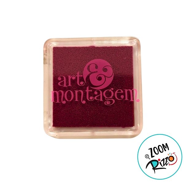 Almofada Para Carimbo em Plástico e Espuma - Carimbeira Vinho - 3,5x3,5cm - 1 unidade - Art Montagem - Rizzo