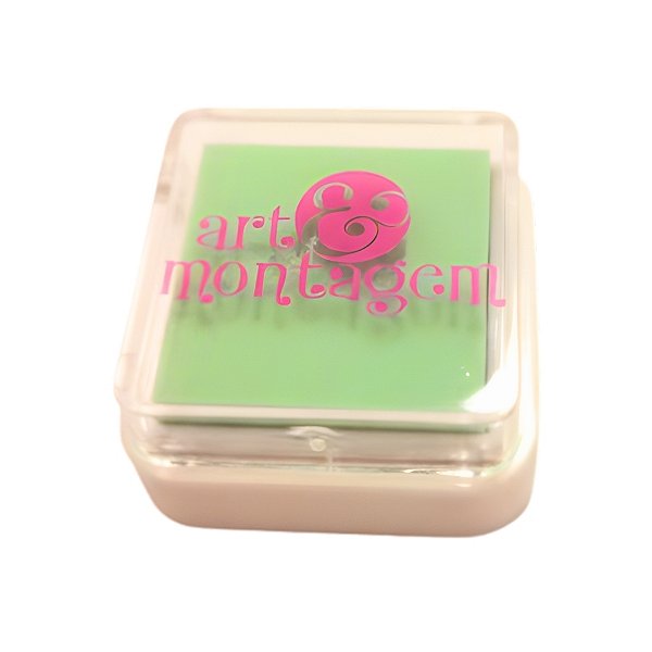 Almofada Para Carimbo em Plástico e Espuma - Carimbeira Verde Claro - 3,5x3,5cm - 1 unidade - Art Montagem - Rizzo