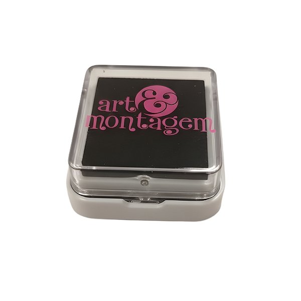 Almofada Para Carimbo em Plástico e Espuma - Carimbeira Preta - 3,5x3,5cm - 1 unidade - Art Montagem - Rizzo