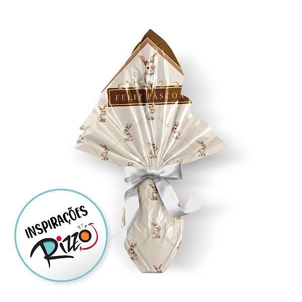 Saco Express 39x39cm Para Ovos de 350g a 500g - Classique Bunny Marfim - 25 unidades - Cromus - Rizzo