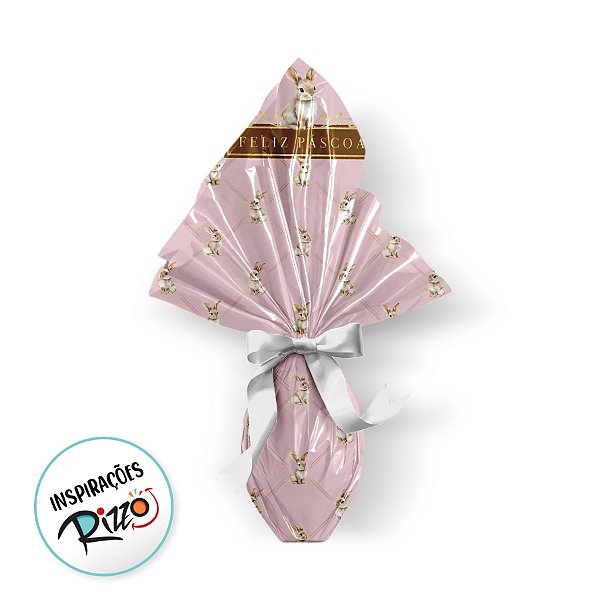 Saco Express 39x39cm Para Ovos de 350g a 500g - Classique Bunny Rosa - 25 unidades - Cromus - Rizzo