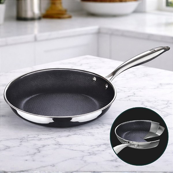 Frigideira de Inox Antiaderente - Parede Tripla - Linha Steel Blue - 2,5L - 1 unidade - Cromus - Rizzo