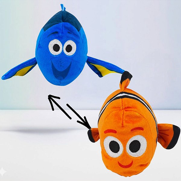 Pelúcia Dupla Face - Nemo e Dori - 14cm - Disney Original - 1 unidade - Rizzo