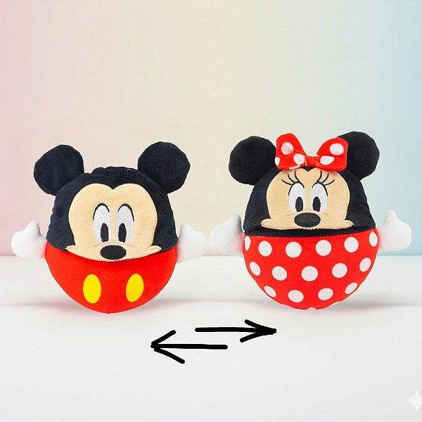 Pelúcia Dupla Face - Mickey e Minnie - 15cm - Disney Original - 1 unidade - Rizzo