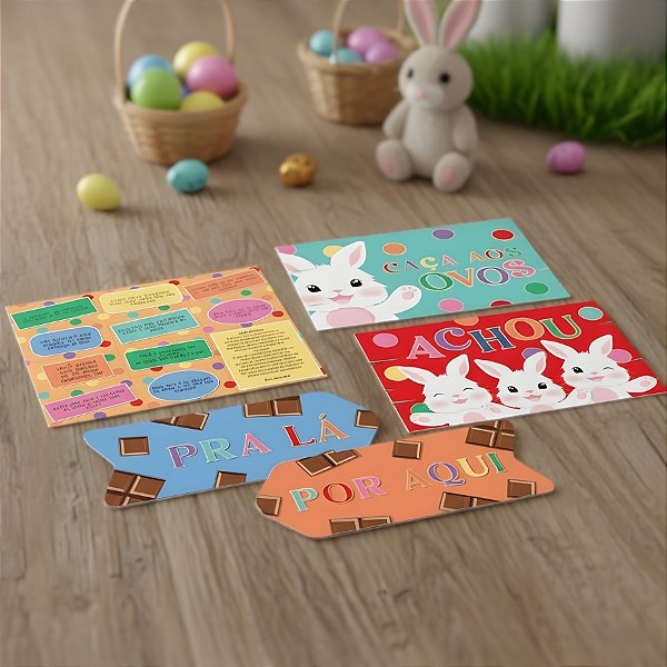 Kit Caça aos Ovos de Páscoa com Plaquinhas - Felicita - 26x10cm - 1 unidade - Cromus - Rizzo