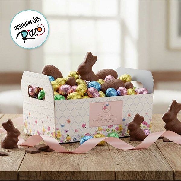 Caixote de Papel Cartão de Páscoa - Florens - 28x21,5x12cm - 1 unidade - Cromus - Rizzo