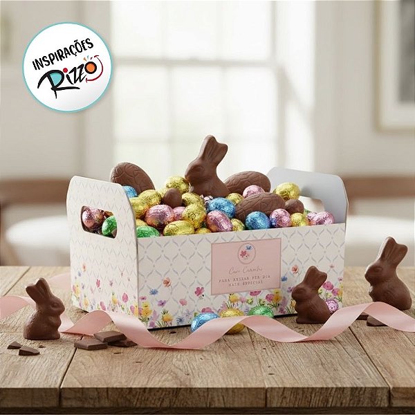 Caixote de Papel Cartão de Páscoa - Florens - 25x19x10 - 1 unidade - Cromus - Rizzo