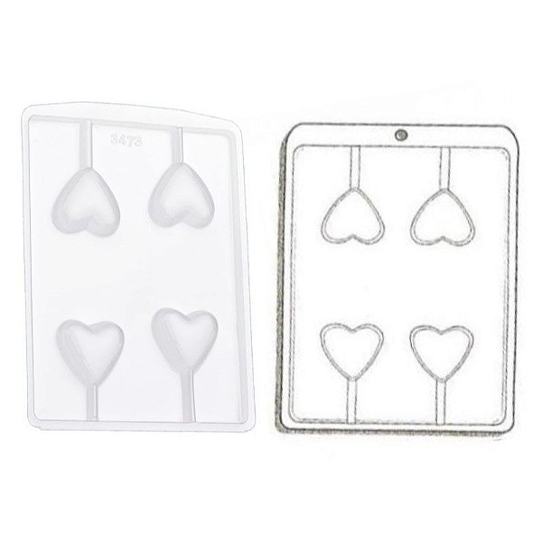 Forma de Acetato Simples - Coração Liso - Ref.3473 - Crystal - Rizzo Confeitaria