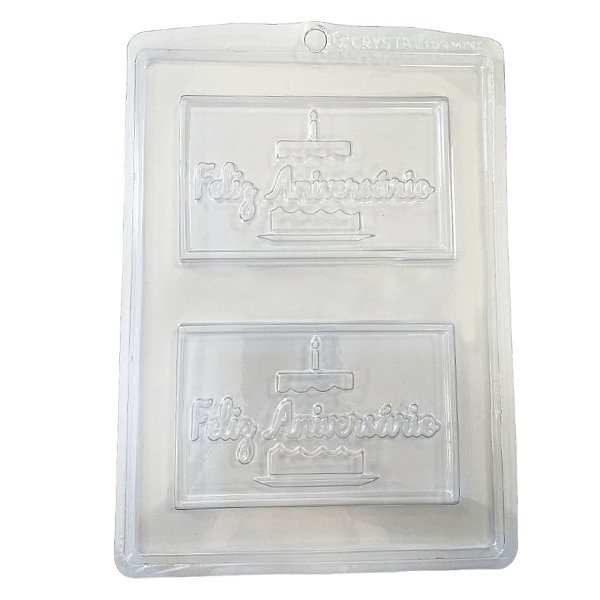 Forma de Acetato Simples - Feliz Aniversário - Ref.247 - 1 unidade - Crystal - Rizzo