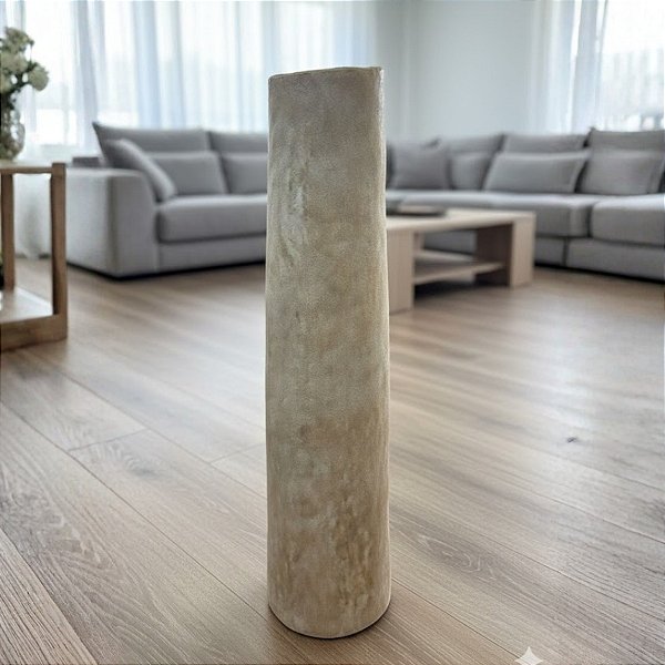 Vaso Decorativo de Cerâmica Natural - 62x16x16cm - 1 unidade - Cromus - Rizzo