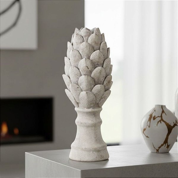 Enfeite Decorativo de Resina - Pinha Decorativa - Off White - 26,5x11,5x11,5cm - 1 unidade - Cromus - Rizzo