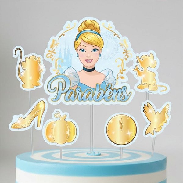 Topo de Bolo - Cinderela - Disney Original - 7 unidades - Rizzo