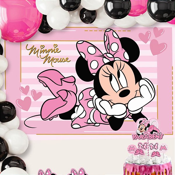 Painel TNT Minnie Mouse Rosa - 1,03x0,70m - Disney Original - 1 unidade - Rizzo