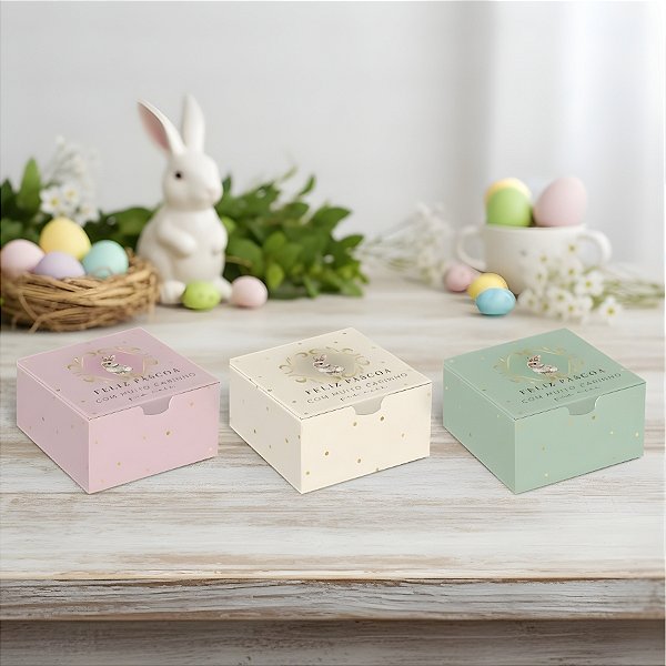 Caixa Divertida para 4 Brigadeiros - Classique Bunny - 8,5x8,5x4cm - 10 unidades - Cromus - Rizzo