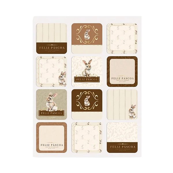 Etiqueta Adesiva de Páscoa - Classique Bunny - 4x4cm - 24 unidades - Cromus - Rizzo