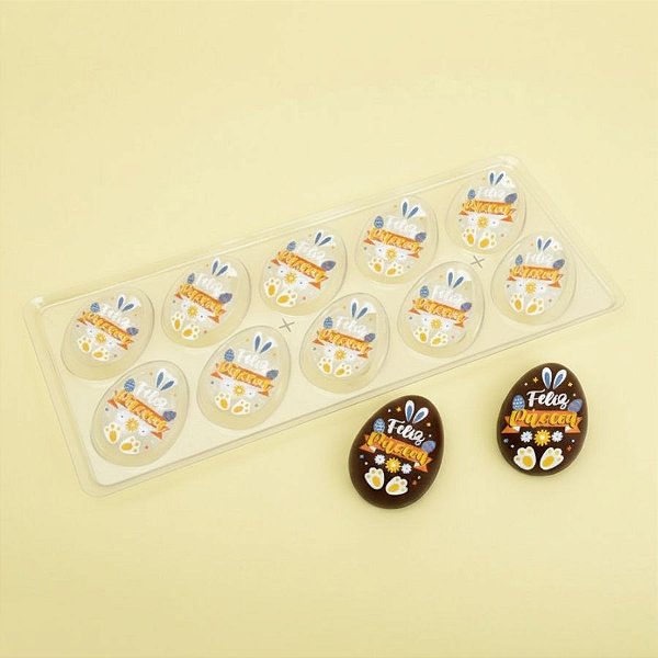 Blister Decorado com Transfer para Chocolate - Ovo de Páscoa 50g - BLP 0210 - 1 unidade - Stalden - Rizzo