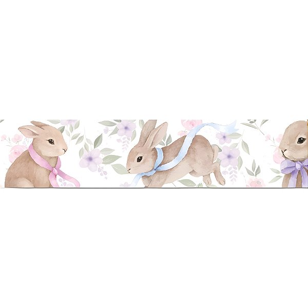 Fita de Cetim 38mm x 10m - Coelhos com Laços Xadrez Lilás - ECF009TR Cor 072 - Rolo 10m - 1 unidade - Fitas Progresso -