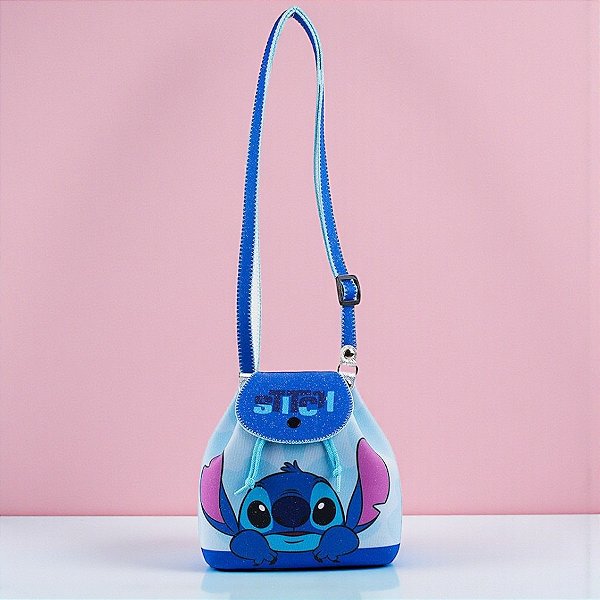 Bolsa Transversal - Stitch - Azul Claro - 17x14cm - Disney Original - 1 unidade - Rizzo