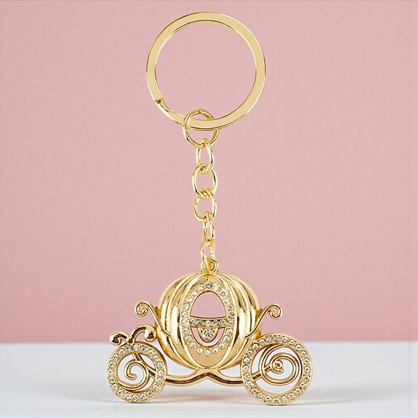 Chaveiro Metal - Carruagem de Abóbora Cinderela - 5cm - Disney Original - 1 unidade - Rizzo