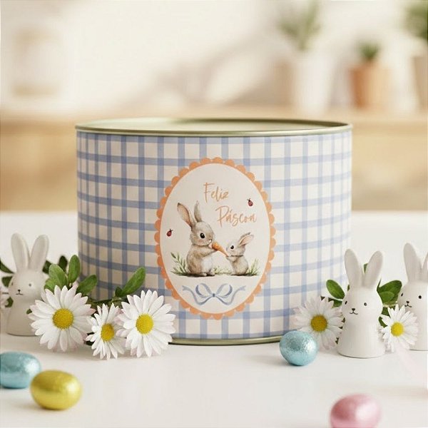 Lata Rígida Para Doces e Bombom - Lovely Garden Azul - 10x7cm - 1 unidade - Cromus - Rizzo