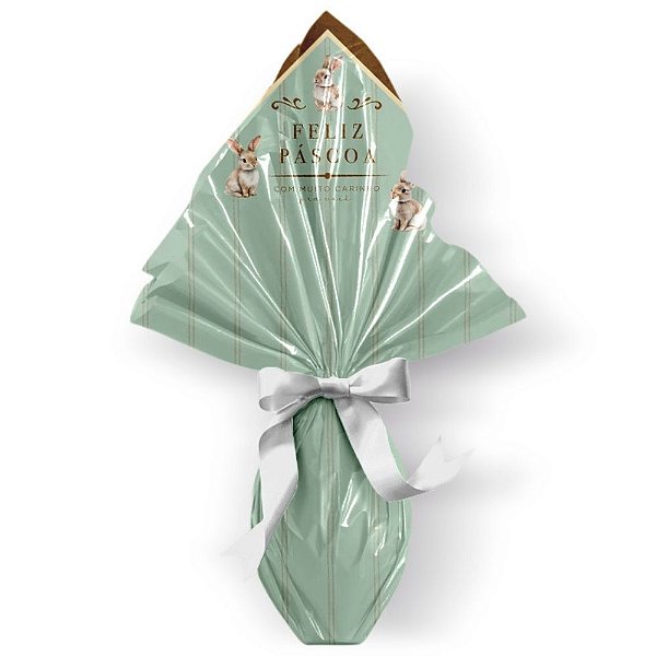Saco Express 49x49cm Para Ovos de 750g a 1kg - Classique Bunny Verde - 25 unidades - Cromus - Rizzo