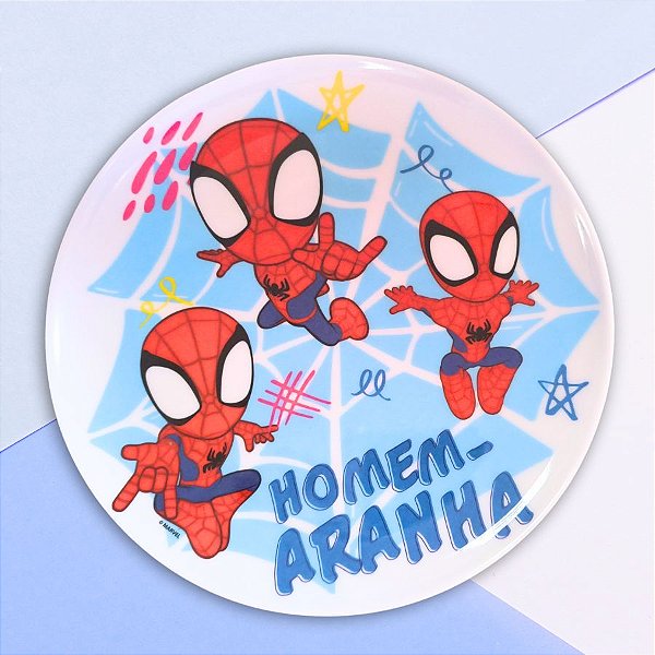 Prato Raso de Melamine - Homem Aranha - 20cm - Disney Original - 1 unidade - Rizzo