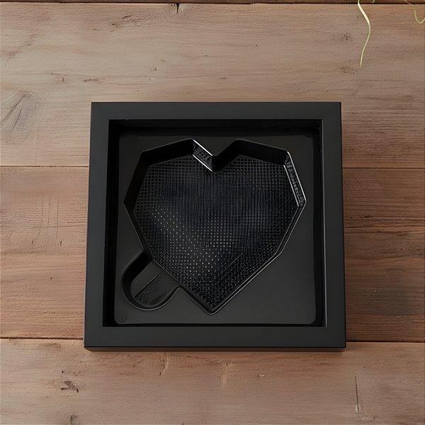 Caixa Coração Diamantado - 1 Cavidade - Preto - 13x13x3cm - 5 unidades - Crystal - Rizzo