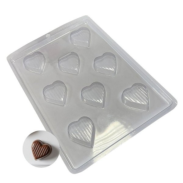 Forma de Acetato Simples - Coração Listrado Pequeno - Ref.751 - 1 unidade - Crystal Forming - Rizzo