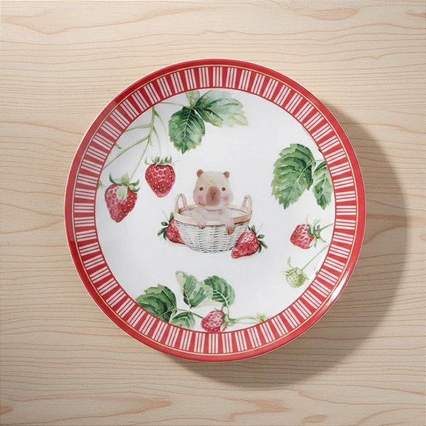 Prato de Sobremesa de Páscoa em Melamina - Morangos - 20x20x1cm - 1 unidade - Cromus - Rizzo