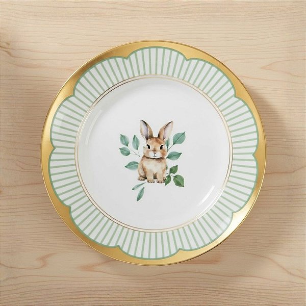Prato de Sobremesa de Páscoa em Melamina - Coelho Feliz Páscoa - 20x20x1cm - 1 unidade - Cromus - Rizzo