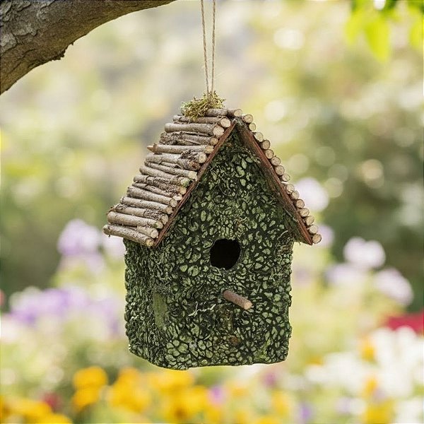 Enfeite Decorativo - Casa de Pássaro - 17x11x9cm - 1 unidade - Cromus - Rizzo