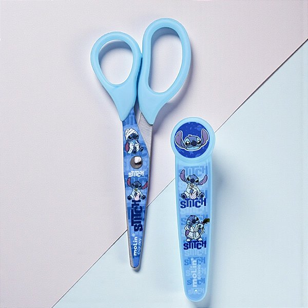 Tesoura Escolar Infantil - Stitch - Com Protetor - 13cm - Disney Original - 1 unidade - Molin - Rizzo