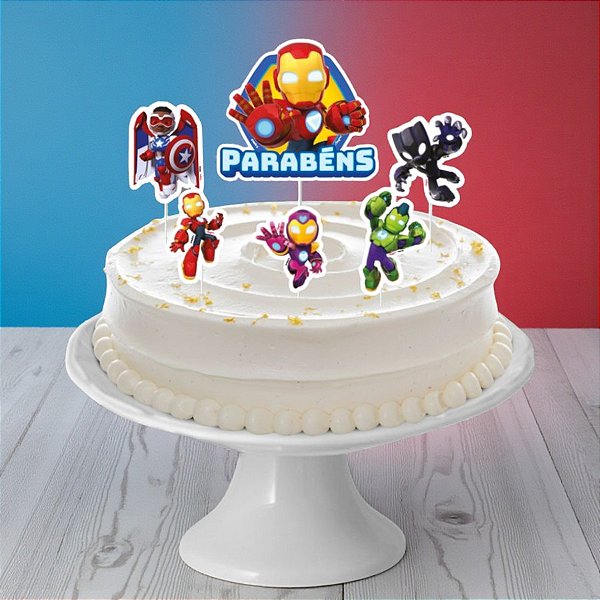 Topo de Bolo - Homem de Ferro e Seus Amigos - Disney Original - 6 unidades - Regina - Rizzo