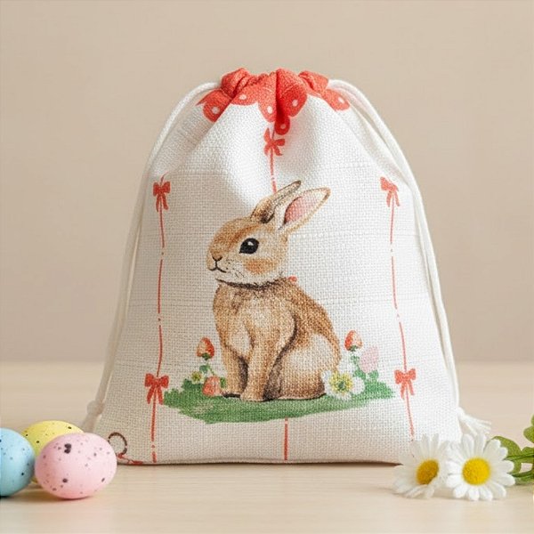 Saco de Algodão de Páscoa - Morango Vermelho - 14x12cm - 1 unidade - FlorArte - Rizzo