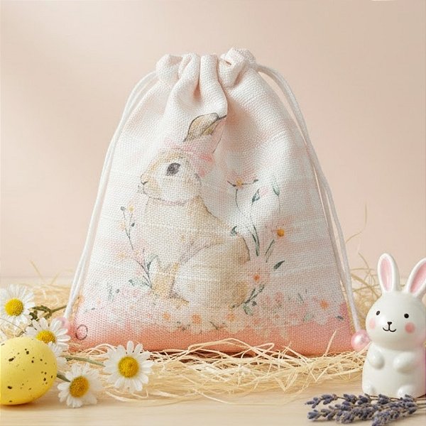 Saco de Algodão de Páscoa - Candy Rosa - 14x12cm - 1 unidade - FlorArte - Rizzo