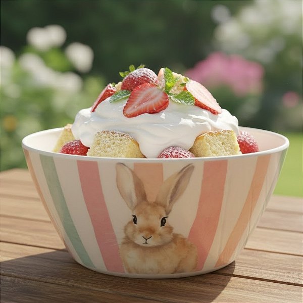 Tigela Bowl de Melamina - Coelhinho Listras - 15,5x15,5x7cm - 1 unidade - FlorArte - Rizzo