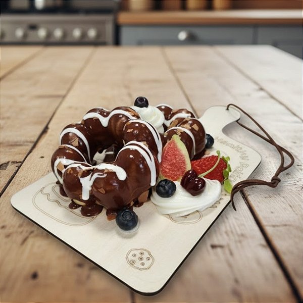 Tábua Decorativa de Donnuts e Blueberry Fake com Imã - 23cm - 1 unidade - Rizzo