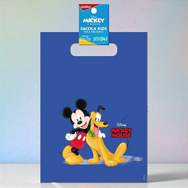 Sacola de Plástico - Mickey Mouse Azul - 22x31cm - Disney Original - 4 unidades - Cromus - Rizzo