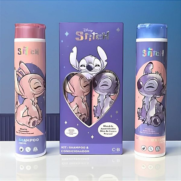Kit Shampoo e Condicionador - Stitch - 280ml - Disney Original - 1 unidade - Cia Beauty - Rizzo