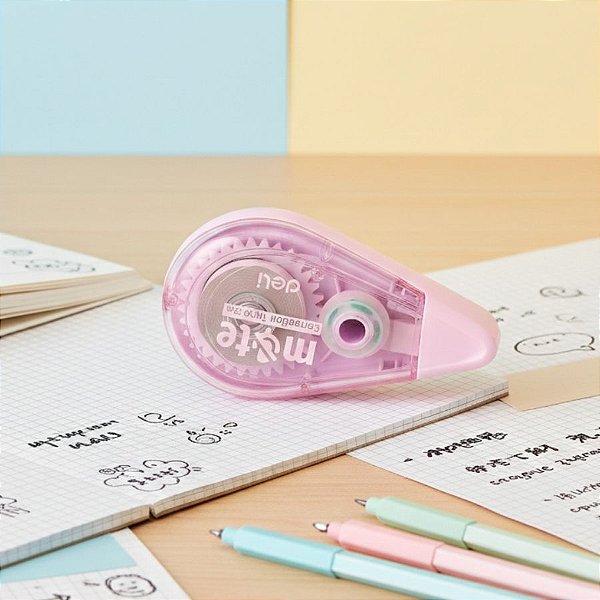 Corretivo em Fita Silencioso MUTE - Rosa-  5mmx12m - 1 unidade - Deli - Rizzo